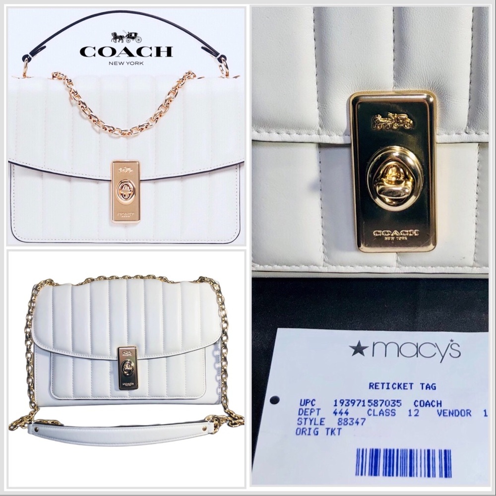 NWT - COACH Lane Shoulder Bag With Puffy Quilting In Brass/Chalk